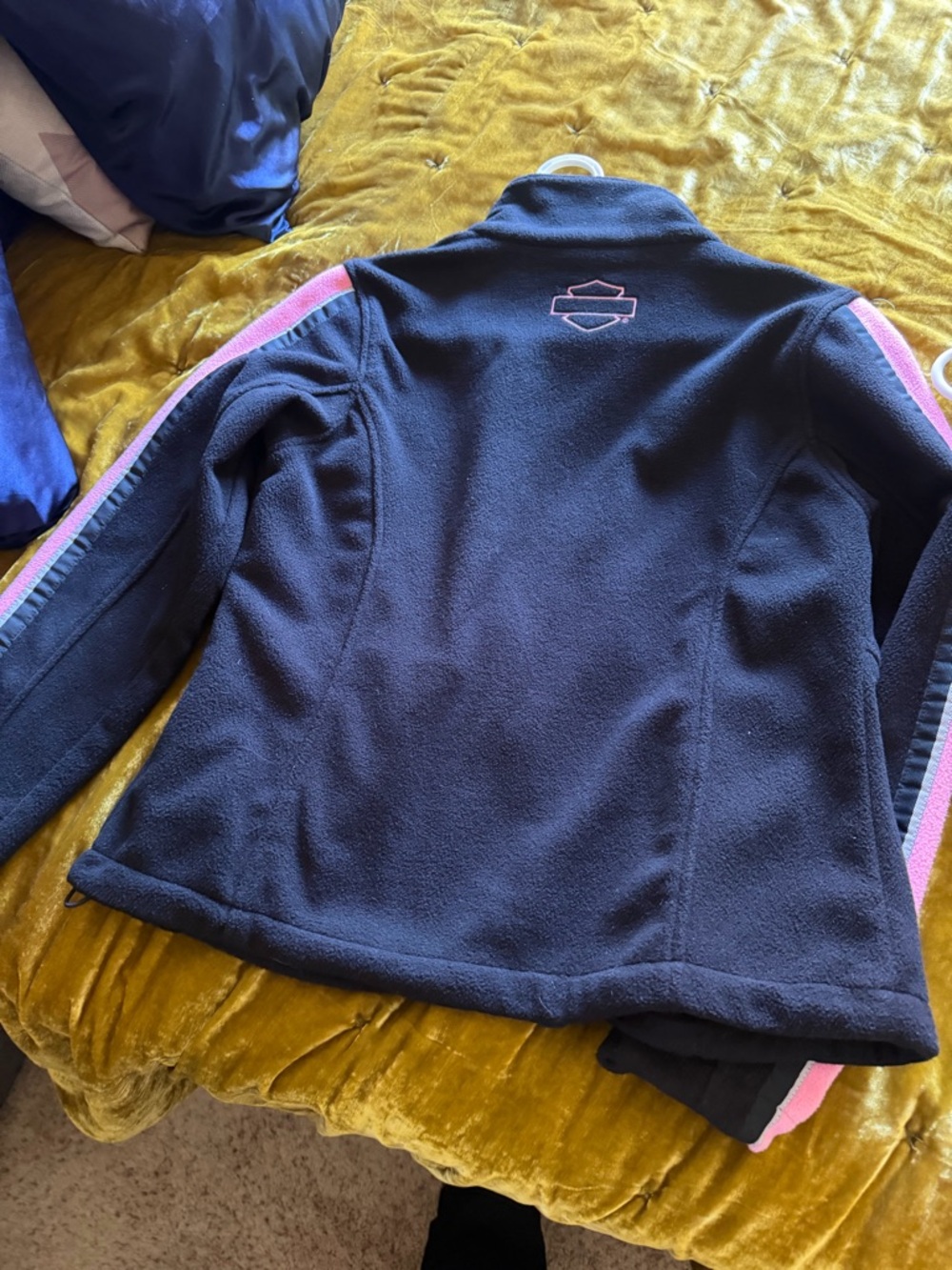 Harley-Davidson Navy Fleece Jacket with Pink Trim